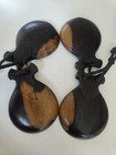 Vintage Spanish Hand Carved Castanets Set Of 2 With Case