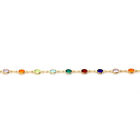 10 Inch Multi-color Crystal And Yellow Gold Plated Anklet Bracelet For Women