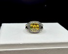 Pre-owneddavid Yurman Albion 925 Silver 14mm Yellow Lemon Citrine Ring Size 9