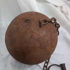 Antique Hollow Iron Ball   Chain W  Shackle Prison  Jail  Leg Cuffs W key Works