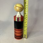Vintage Russian Wooden Painted Box Doll 8  Figurine Ussr - Red   Black