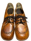 Nos Vtg 70s 8 M  Platform Shoes Boho Laced Toe Wedge Heels Smartys Caramel Brown