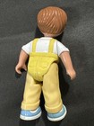 1993 Fisher Price Loving Family Dollhouse Brunette Boy Doll Yellow Overalls