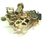 Antique Brass Pocket Sextant Navigation Nautical Marine Vintage Wooden Box