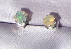 Lustrous Round Very Petite 3mm White Opal Studs-  50ctw --sterling Silver Studs 