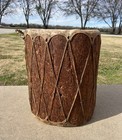Vintage Native American Tree Trunk Drum Raw Hide Skin Large 20    X 16   