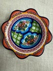 Talavera Mexican Pottery Scalloped Bowl 6  Hand Painted Puebla Mexico Signed