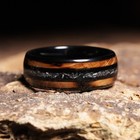 Men   s Black Tungsten Wedding Band Whiskey Barrel Wood Meteorite Ring 8mm