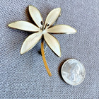 Vintage Norway Designer Hroar Prydz Sterling Silver White Enamel Flower Brooch