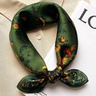 100  Mulberry Silk 20  Square Scarf Women Neckerchief Wrap Birds Print Green