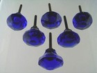 Gorgeous Small Cobalt Glass Knobs Hand Cut Fire Polished