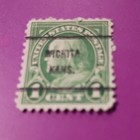 United States 1 Cent Green Washington Used Precancel Stamp Wichita Kansas