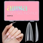  Long Stiletto Nail Tips  240pcs  12 Sizes  Half Cover  Matte  Gel  Almond 