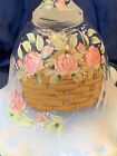Vintage 2001 Fenton For Longaberger Hand Flower Bell Hand Painted Signed Massey