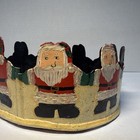 Vintage Hand Painted Metal Santa Christmas Centerpiece Planter Primitive Rustic