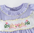 New Boutique Easter Bunny Chicks Rabbit Girls Embroidered Smocked Ruffle Dress