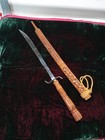 Vintage Thai Dha Sword W  Hand Carved Teak Wood Wooden Scabbard  read Descrip 