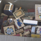 Lot Of 100  Vintage Rubber Stamps Wood Mounted Random Designs Mixed Craft 90s