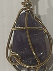 Rare Vintage Avon 1990 s Natural Amethyst Quartz Wire Wrap Pendant Necklace 29 l
