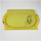 Vintage Vanity Set Green Bakelite Celluloid Brush Tray Powder Jar