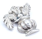 Vintage Antique Mexican 925 Sterling Silver Flower Pot Plants Repousse Brooch 2 
