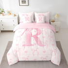7 Pcs Butterfly Bowknot Sheet Set Bed In A Bag Twin Size For Girls Pink Romantic