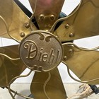 Antique 1900 s Diehl 6-brass Blade Electric Oscillating Table Fan Wavy Cage