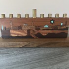 Gold Wood Box Menorah 11x5 Inch 
