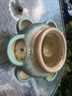 Vintage Strawberry Or Succulent Ceramic Pot Planter Turquoise Green Glaze 11x13   