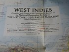 Vintage West Indies Map National Geographic March 1954