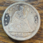  feh  Love Token On 1853 Arrows Seated Liberty Quarter Chrc