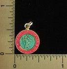 Vintage Saint Christopher Medal Pink Aqua Enamel Jesus Tiny Medal Small Size