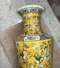 17  Kangxi Marked Chinese Yellow Ground Famile Rose Porcelain Vase Bottle