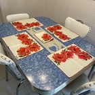 Mcm Vera Neumann Ladybug Placemats Set Of 5 Linen Large Roses Screen Printed