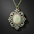 3ct Oval Fire Opal Pendant Necklace 14k Two Tone Gold Finish Free Chain