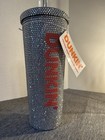 Dunkin Donuts Sparkly Studded Bling Silver Tumbler Limited Edition 24 Oz  New