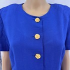 Melissa  14  Womens American Vintage 80 s Blue Button Up Sheath Midi Dress