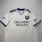 Adidas Orlando City Soccer Jersey Mens Large White 2018 Climalite Mls Sportswear