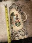 German Vintage Ceramic Beer Stein With Pewter Lid Bavarian Scene 
