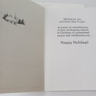 Vintage Christmas Card Pretty Winter Scene Church Sleigh Horse House Snowy Hills