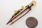 Antique Scottish 9k Gold Agate   Citrine Dirk   Dagger Kilt Brooch C1880