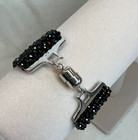 Black Spinel Rhodium Over Sterling Silver Bracelet Approximately 80 00ctw New