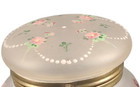 Antique Victorian Frosted Glass Painted Enamel Dresser jewelry Box W hinged Lid