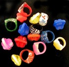 Vintage 1980s Kids Rings Lot Of 16 Lucite Colorful Acrylic Sz 3 4 New Old Stock