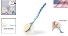 Curved Long Handle Back Scrubber - 2 In 1 Loofah   Bristles For Total Skin Care