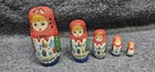 Vintage Russian Wooden Hand Painted 5 Nesting Dolls Fun Stacking Blonde Girl