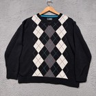 Xg Extreme Gear Sweater Youth Large 14 15 Black Argyle Y2k V-neck Skater Y2k