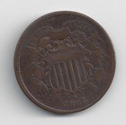 1864 No Mint Mark Circulated Two Cent Piece Civil War Era Two-cent Seller Good
