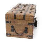 Treasure Chest Wooden Box With Antique Iron Lock And Skeleton Key Storage And De