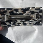 Vtg Hair Barrette Made In France Blk   Wht Cracked Design Mop Lucite Med S4